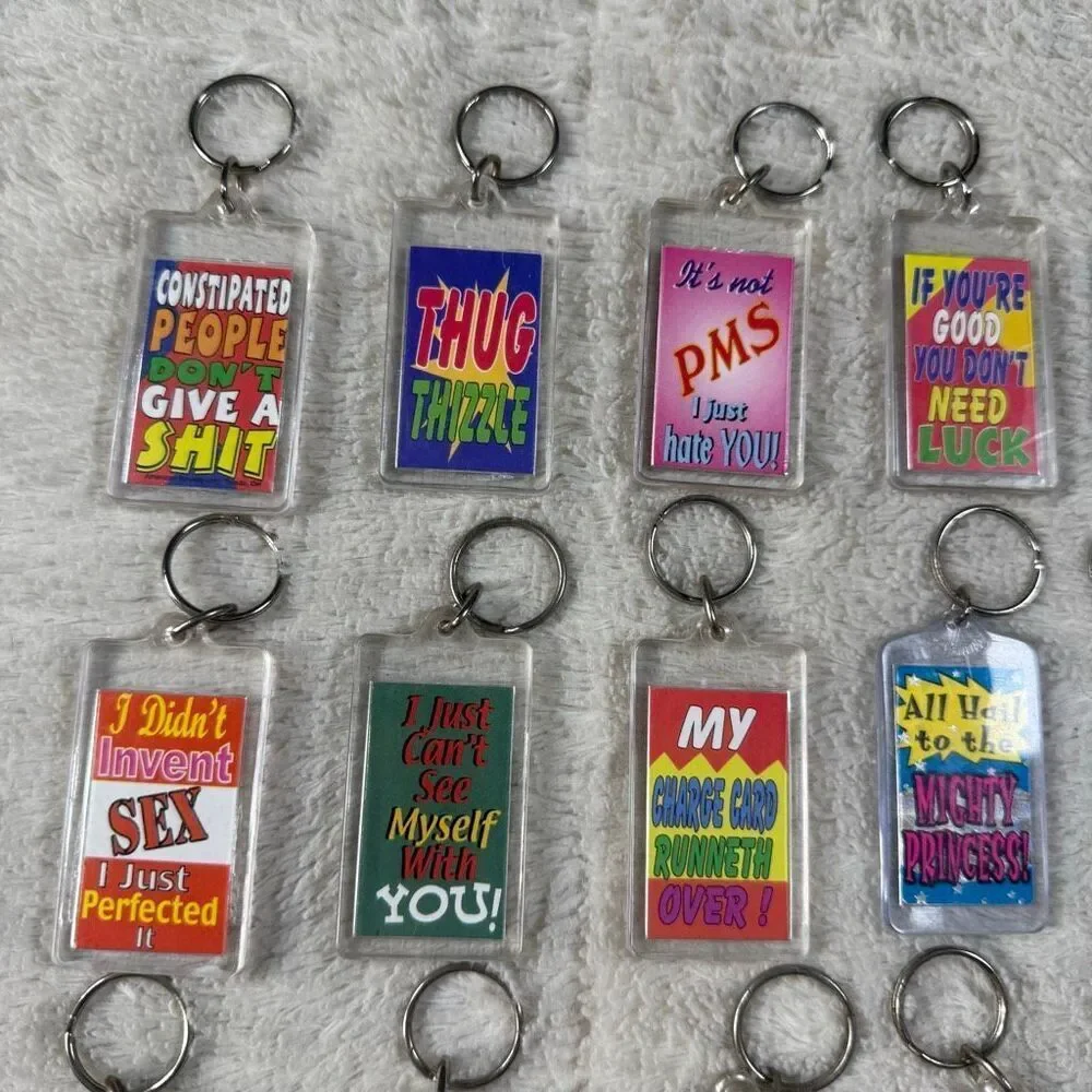 Vtg 90s Y2K  Novelty Keychain Lot Funny Sarcastic Quotes Sayings